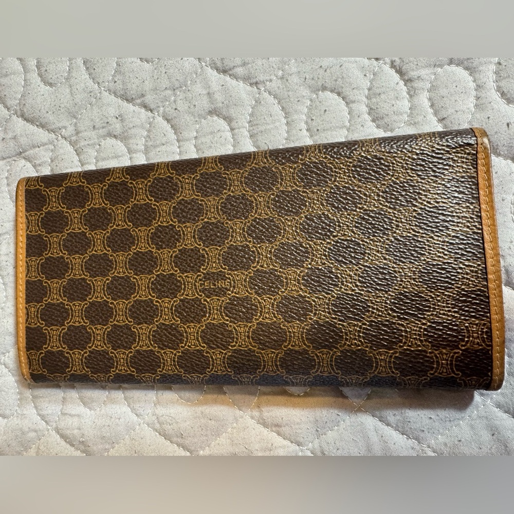 Celine Large Macadam Brown/Tan Envelope Leather Continental Wallet - Picture 3 of 16